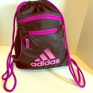 Adidas Drawstring Bag Black and Purple